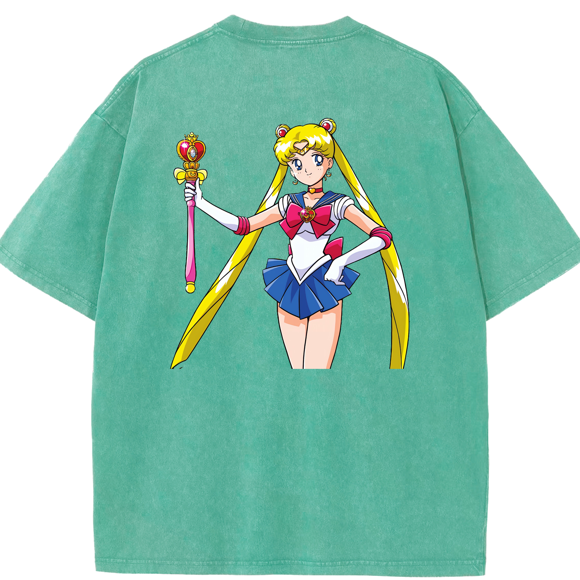 （画像用） 美少女戦士セーラームーン 月野 うさぎ つきの うさぎ Sailor Moon Tsukino Usagi 綿100% ヴィンテージ風 半袖Tシャツ（背面プリント）